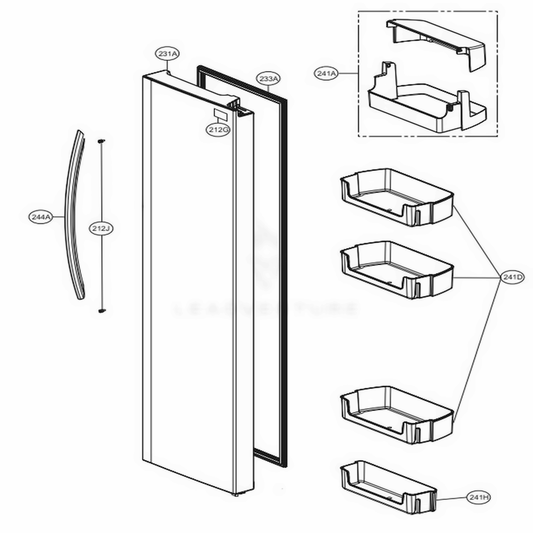LG Refrigerator Freezer Door Assembly - ADD74296604