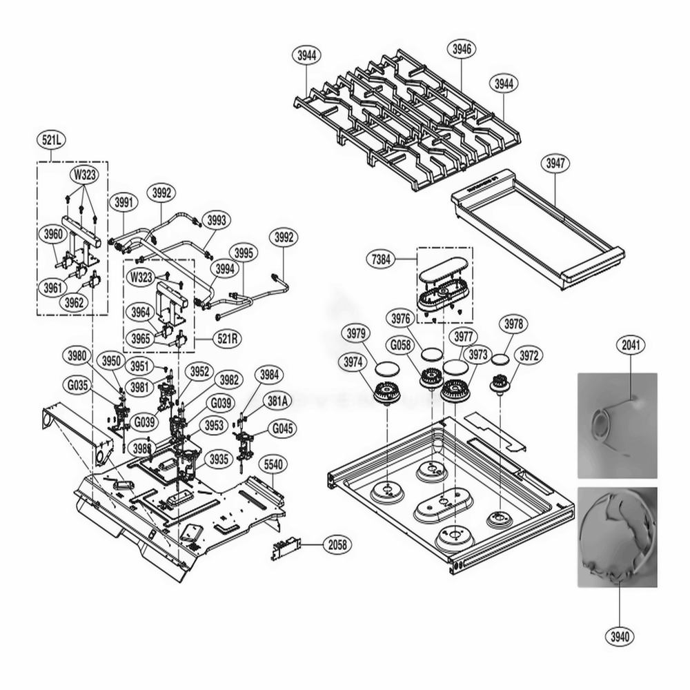 LG Range Burner Assembly - ABF73729803