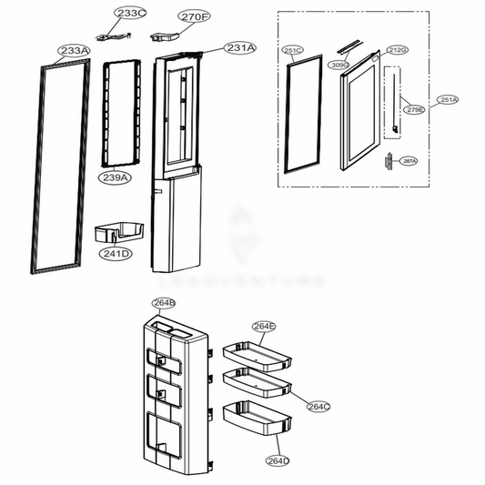 LG Home Bar Door Foam Assembly - ADD74296735
