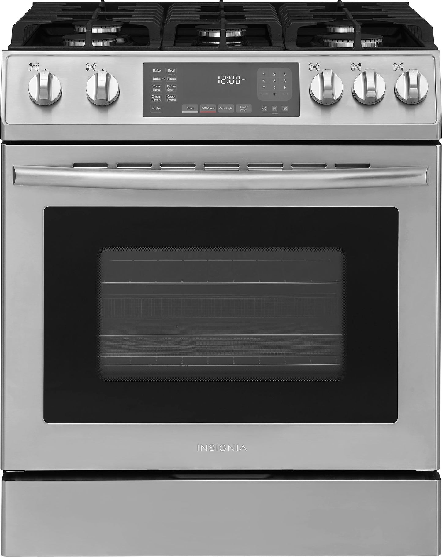 Insignia NSRGFCGS2 4.8 Cu. Ft. Slide-In Gas Convection Range with Self Clean and Air Fry - Stainless Steel