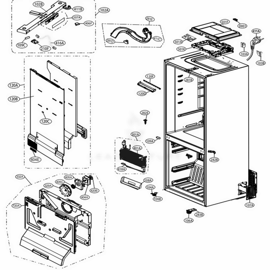 LG Refrigerator Control Refriger Case Assembly - ABQ76880302