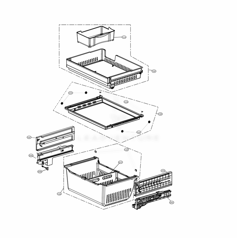 LG Drawer Tray Assembly - AJP73334619
