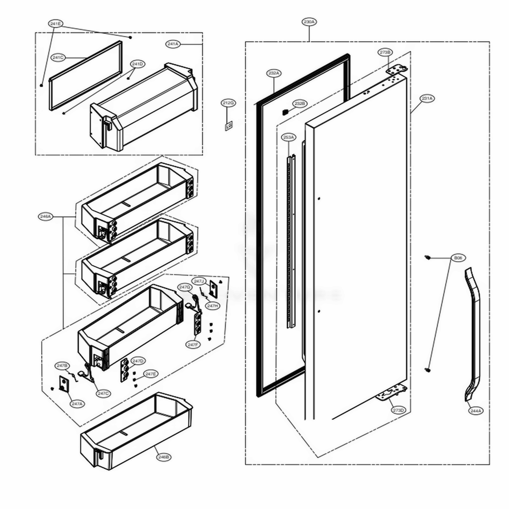 LG Refrigerator Door Assembly - ADC73447406