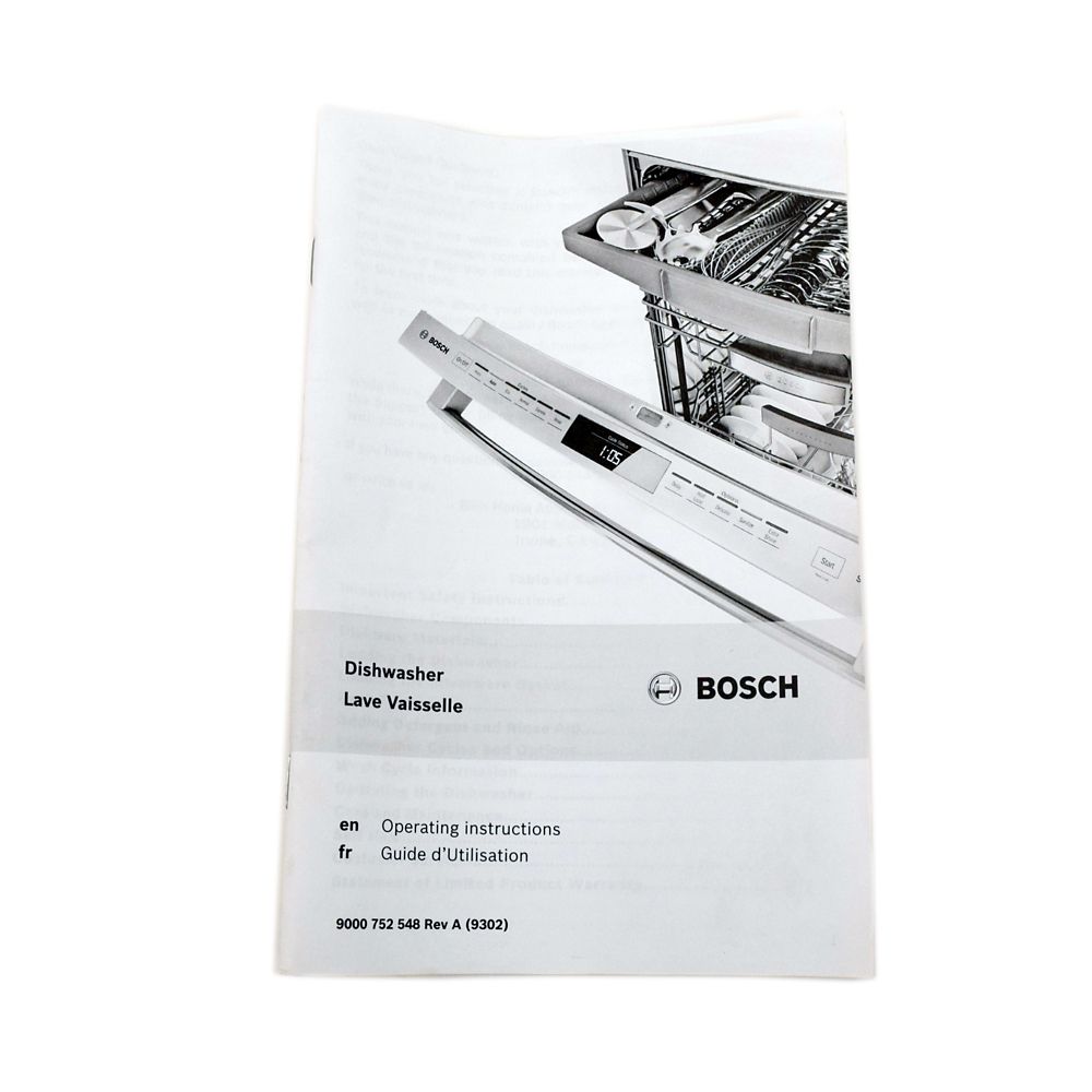 Bosch 00 Dishwasher Owner'S Manual - 764188