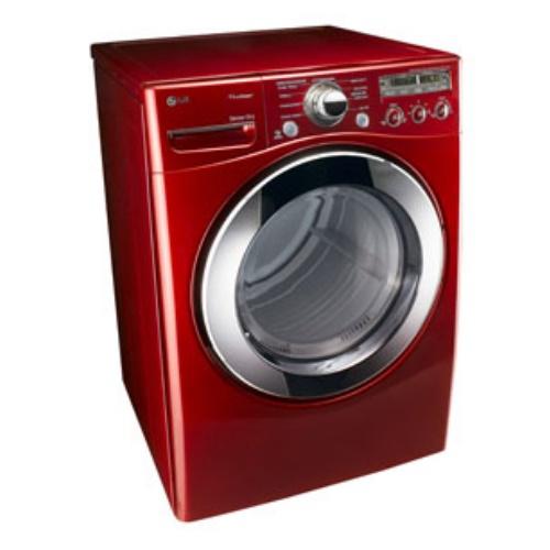 LG DLEX2650R 27 Inch Electric Dryer with 7.3 cu. ft. Capacity, 9 Dry Cycles, 10 Options, Steam Functions, Sensor Dry, Alloy Steel Drum and Dual LED Display: Wild Cherry Red