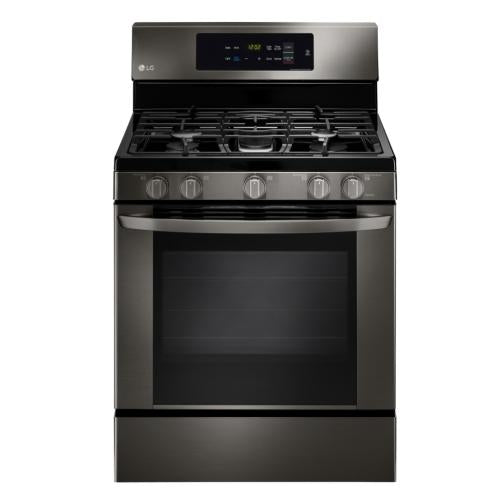 LG LRG3061BD 30 Inch Gas Range with 20 Minute EasyClean® Mode, Brilliant Blue Interior, Griddle Accessory, 5 Sealed Burners, 5.4 cu. ft. Oven and Storage Drawer: Black Stainless Steel