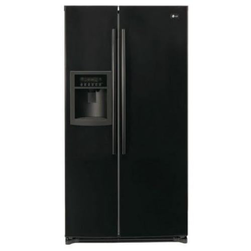 LG LSC27926SB 26.5 cu. ft. Side by Side Refrigerator with 3 Spill-Protector Glass Shelves, Wine Rack, Digital LED Display and Automatic Ice Maker: Smooth Black