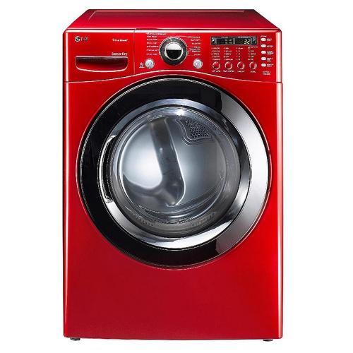 LG DLGX3361R 27 Inch Gas Dryer with 7.4 cu. ft. Capacity, 12 Drying Cycles, Steam/Sanitary Cycles, 9 Options, Sensor Dry and Dual LED Display: Wild Cherry Red