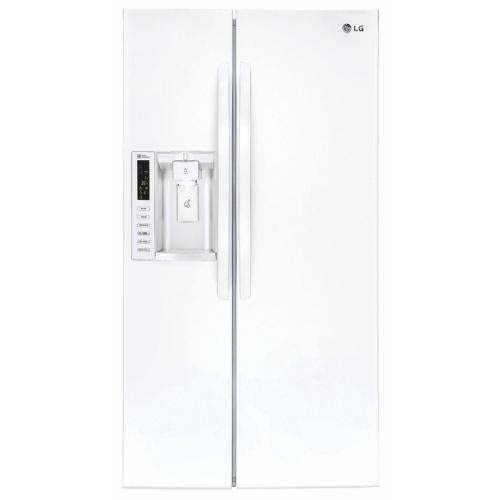 LG LSXS26326W 36 Inch Side by Side Refrigerator with 26.2 cu. ft. Capacity, Tall Dispenser®, SpacePlus® System, Air and Water Filtration, Smart Cooling®, Tempered Glass Shelves, and Humidity-Controlled Crispers: White