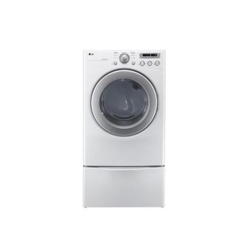 LG DLE2250W 27 Inch Electric Dryer with 7.1 cu. ft. Capacity, 7 Dry Cycles, 8 Options, FlowSense Duct Clogging Indicator and Dual LED Display