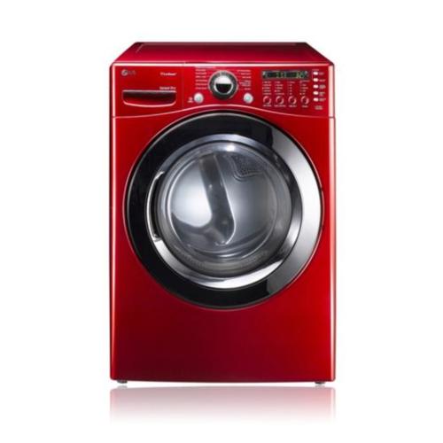 LG DLEX3360R 27 Inch Electric Dryer with 7.4 cu. ft. Capacity, 12 Drying Cycles, Steam/Sanitary Cycles, 9 Options, Sensor Dry and Dual LED Display: Wild Cherry Red
