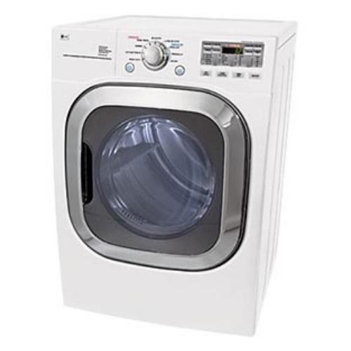 LG DLE2601W 27 Inch Electric Dryer with 7.4 cu. ft Capacity, 9 Drying Programs, FlowSense Duct Clogging Indicator, Drying Rack, LED Display and Electronic Controls: White