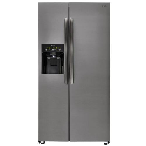 LG LSXS26336V 36 Inch Side-By-Side Refrigerator with Linear Compressor, Ice and Water Dispenser, Water Filtration, SpacePlus® Ice System, Adjustable Tempered Glass Shelves, Gallon Door Storage, SmartDiagnosis™ and 26.2 cu. ft. Capacity: Dark Graphite