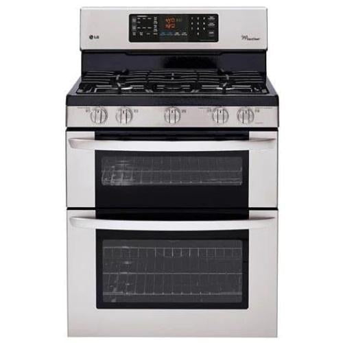 LG LDG3035ST 30 Inch Freestanding Gas Double Oven Range with 5 Sealed Burners, 3.9 cu. ft. Lower Oven, 2.2 cu. ft. Upper Oven, IntuiTouch Controls and Self-Cleaning: Stainless Steel
