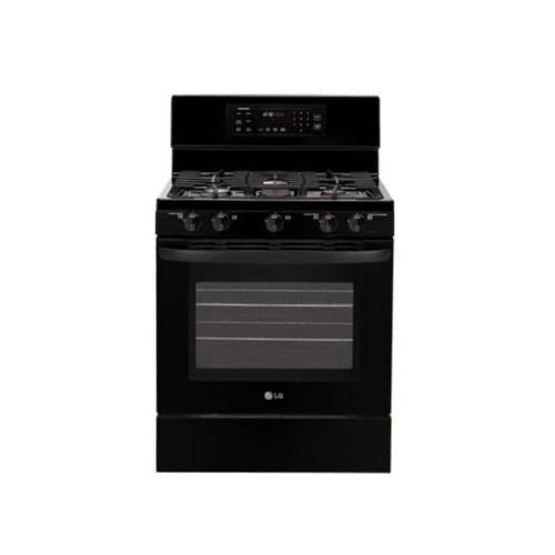 LG LRG3093SB 30 Inch Freestanding Gas Range with 5 Sealed Burners, 5.4 cu. ft. Oven, 15,500 BTU Flat Broil Heater, 17,000 BTU Superboil Burner, Storage Drawer and Self-Cleaning Mode: Black