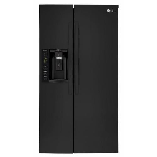 LG LSXS26326B 36 Inch Side by Side Refrigerator with 26.2 cu. ft. Capacity, Tall Dispenser®, SpacePlus® System, Air and Water Filtration, Smart Cooling®, Tempered Glass Shelves, and Humidity-Controlled Crispers: Black