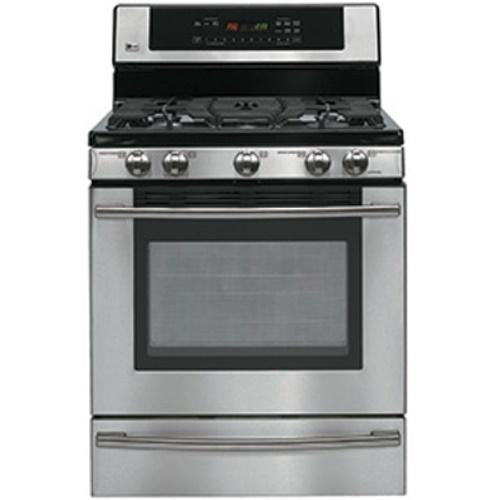 LG LRG30355ST 30 Inch Freestanding Gas Range with 5 Sealed Burners, 5.0 cu. ft. Self-Cleaning Oven, SmoothTouch Controls and Warming Drawer: Stainless Steel