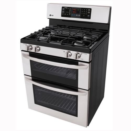 LG LDG3036ST 30 Inch Freestanding Gas Range with 5 Sealed Burners, 3.9 cu. ft. EvenJet Convection Lower Oven, 2.2 cu. ft. Conventional Upper Oven and EasyClean Self-Cleaning: Stainless Steel