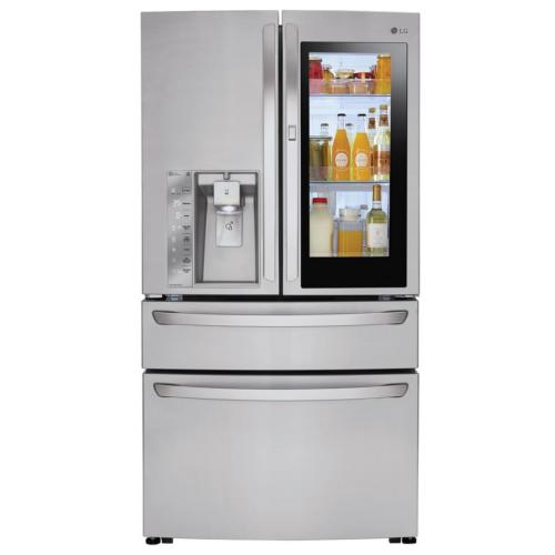 LG LMXS30796S 36 Inch 4-Door French Door Refrigerator with 29.7 cu. ft. Capacity, InstaView™ Door-in-Door®, CustomChill® Drawer, External Ice and Water Dispenser, ColdSaver™ Panel, Wi-Fi, and ENERGY STAR®: Stainless Steel