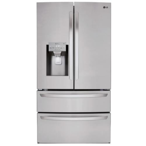 LG LMXS28626S 36 Inch 4-Door French Door Refrigerator with 27.8 cu. ft. Capacity, PrintProof™ Finish, Smart Cooling® System, Slim SpacePlus® Ice System, and ENERGY STAR® Qualified: Stainless Steel