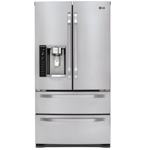 LG LSMX214ST 20.5 cu. ft. Counter-Depth French Door Refrigerator with Spill Protector Glass Shelves, 4 Compartment Crisper, External Ice/Water Dispenser, Double Freezer Drawers and 2 Year Warranty