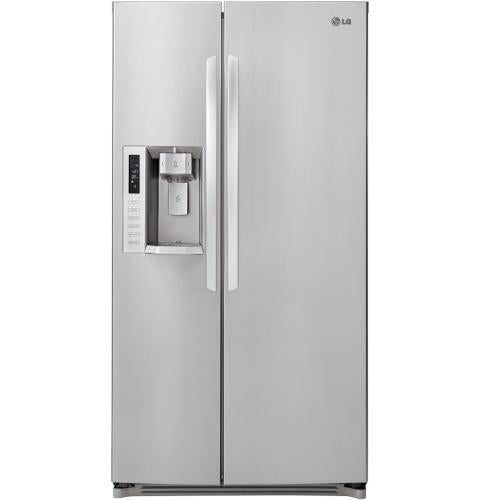 LG LSC24971ST 23.5 cu. ft. Counter-Depth Side by Side Refrigerator with 3 Slide-Out Spill Protector Glass Shelves, 3 Crispers, LED Panel Lighting, External Tall Ice/Water Dispenser and Digital LED Display/Control