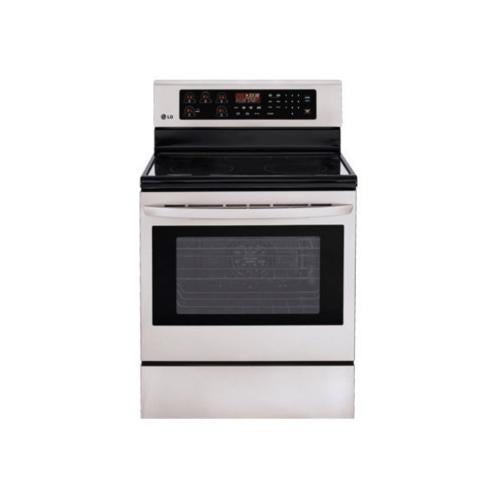 LG LRE3023ST 30 Inch Freestanding Smoothtop Electric Range with 5 Radiant Elements, Warming Zone, 6.3 cu. ft. EvenJet Convection Oven, Self-Clean and Storage Drawer: Stainless Steel