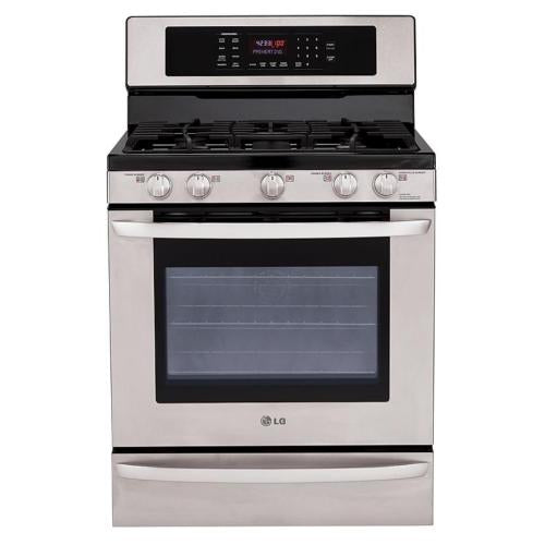 LG LRG3095ST 30 Inch Freestanding Gas Range with 5 Sealed Burners, 17,000 BTU SuperBoil Burner, Continuous Grates, 5.4 cu. ft. EvenJet Convection Oven, Self-Clean, Heavy Duty Racks and Storage Drawer: Stainless Steel