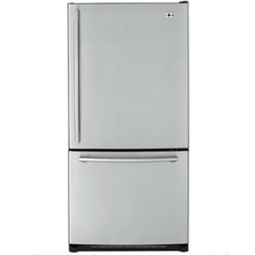 LG LBN22515ST 22 cu. ft. Bottom Freezer Refrigerator with 4 Split Tempered Glass Shelves and Swing Freezer Door: Stainless Steel