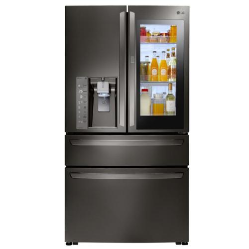 LG LMXS30796D 36 Inch 4-Door French Door Refrigerator with 29.7 cu. ft. Capacity, InstaView™ Door-in-Door®, CustomChill® Drawer, External Ice and Water Dispenser, ColdSaver™ Panel, Wi-Fi, and ENERGY STAR®: Black Stainless Steel
