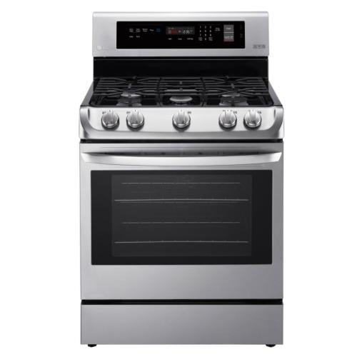 LG LRG4111ST 30 Inch Gas Range with 5 Sealed Burners, 6.2 cu. ft. Oven, ProBake Convection, 17,000 BTU SuperBoil Burner, 10 Minute EasyClean Mode, Glass Touch Controls and Storage Drawer