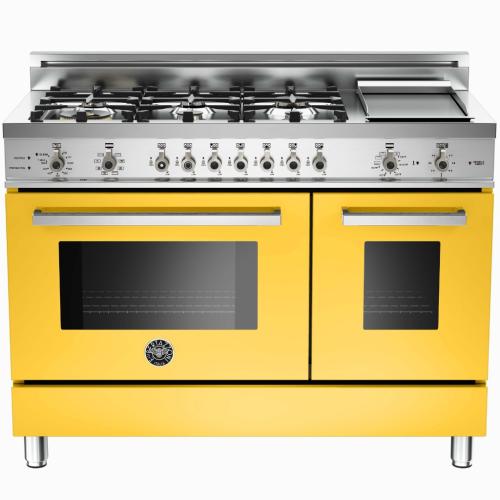 Bertazzoni PRO486GDFSGI Professional Series 48 Inch Pro-Style Dual Fuel Range with 6 Sealed Brass Burners