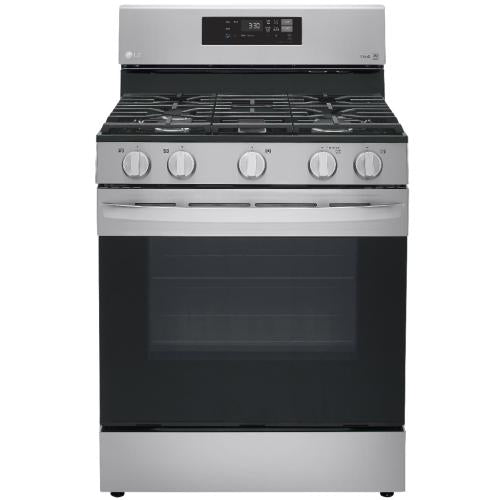 LG LRGL5821S 30 Inch Gas Smart Range with 5 Sealed Burners, 5.8 Cu. Ft. Oven Capacity, Storage Drawer, EasyClean®, Wi-Fi, ThinQ®, SmartDiagnosis™, Proactive Customer Care, SuperBoil™, Warming Zone, and Sabbath Mode