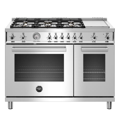 Bertazzoni PROF486GGASXT Professional Series 48 Inch Freestanding Gas Range with 6 Sealed Burners
