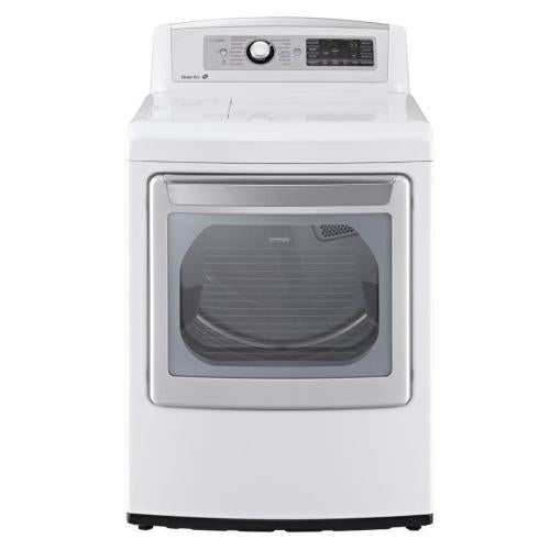 LG DLEX5170W 27 Inch Electric Dryer with 7.3 cu. ft. Capacity, 14 Dry Cycles, 9 Options, Steam Functions, Sensor Dry, Drying Rack and Dual LED Display: White