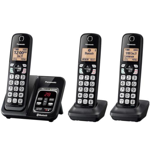 Panasonic KXTG833SK Dect 6.0 Bluetooth 3-Handset Cordless Phone