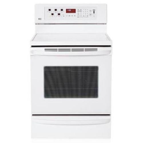 LG LRE30757SW 30 Inch Freestanding Electric Range with 5 Radiant Elements, Warming Zone, 5.6 cu. ft. Dual True Convection Oven, Self-Cleaning, Warming Drawer and IntuiTouch Controls: Smooth White