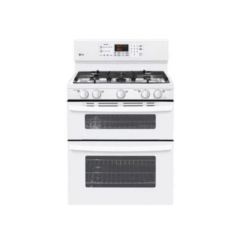 LG LDG3015SW 30 Inch Freestanding Gas Range with 5 Sealed Burners, 2.2 cu. ft. Upper Oven, 3.9 cu. ft. Lower Oven, Self-Clean, Automatic Shut-Off and WideView Window: Smooth White