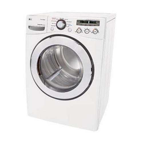 LG DLGX2502W 27 Inch Gas Dryer with 7.3 cu. ft. Capacity, 9 Drying Programs, 9 Program Options, SensorDry Option, LED Display and Electronic Controls: White