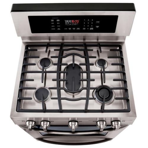 LG LRG3097ST 30 Inch Freestanding Gas Range with 5 Sealed Burners, 19,000 BTU UltraHeat Burner, Continuous Grates, 5.4 cu. ft. EvenJet Convection Oven, Self-Clean and Warming Drawer