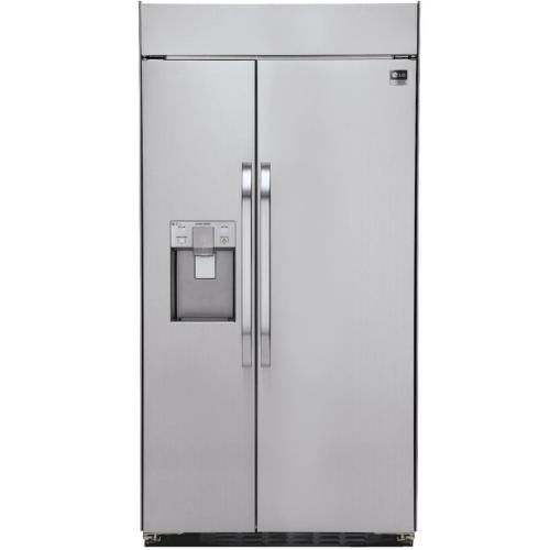 LG LSSB2691ST 42 Inch Built-in Side-by-Side Refrigerator with 25.6 cu. ft. Capacity, 4 Adjustable Tempered Glass Shelves, Gallon Sized Door Bins, Multi-Air-Flow Cooling, SpacePlus Ice System, 3 Crisper Bins and External Ice and Water Dispenser