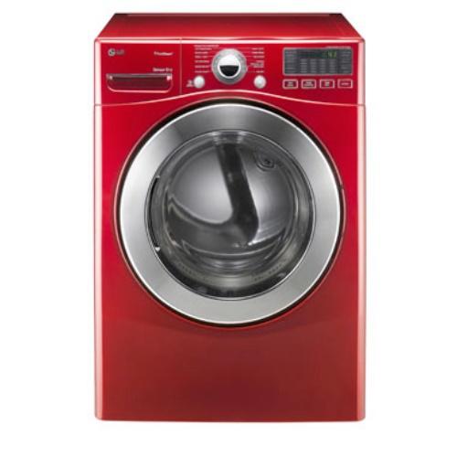 LG DLGX3071R 27 Inch Gas Dryer with 7.3 cu. ft. Capacity, 12 Dry Cycles, 10 Options, Steam Functions, Sensor Dry, Drying Rack and Dual LED Display: Wild Cherry Red