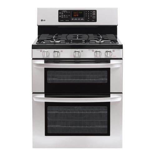 LG LDG3016ST 30 Inch Freestanding Gas Range with 5 Sealed Burners, 2.2 cu. ft. Upper Oven, 3.9 cu. ft. Lower Oven, Griddle, Self-Clean, Convection System and Automatic Shut-Off