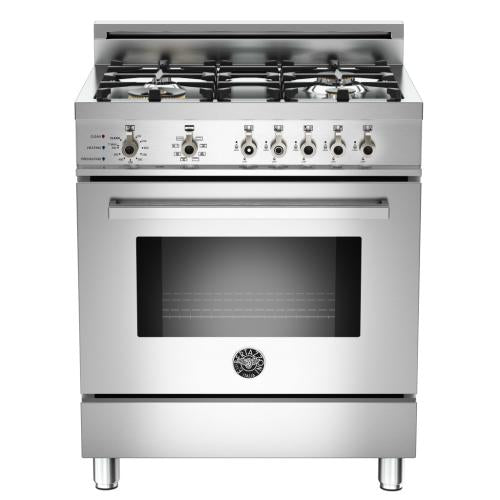 Bertazzoni PRO304DFSX Professional Series 30 Inch Pro-Style Dual Fuel Range with 4 Sealed Brass Burners