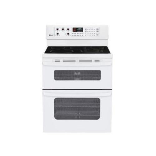 LG LDE3015SW 30 Inch Freestanding Electric Double-Oven Range with 5 Radiant Elements, 4.4 cu. ft. Lower Oven, 2.3 cu. ft. Upper Oven, IntuiTouch Controls and Self-Cleaning (Both Ovens): Smooth White