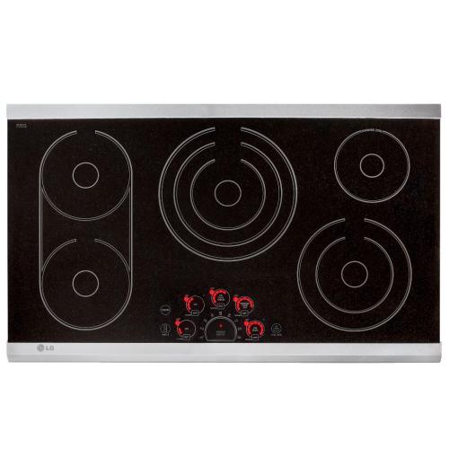 LG LCE3681ST 36 Inch Smoothtop Electric Cooktop 5 Steady Heat Elements, Bridge Element, SmoothTouch Controls and Stainless Steel Trim