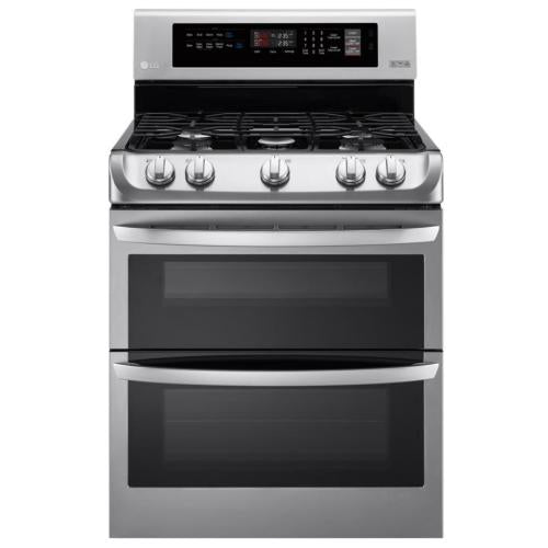 LG LDG4311ST 30 Inch Double Oven Gas Range with 5 Sealed Burners, 6.9 cu. ft. Capacity, ProBake Convection, 17,000 BTU SuperBoil Burner, 10 Min EasyClean Mode and Glass Touch Controls: Stainless Steel
