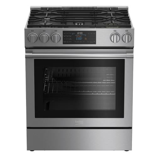 Beko 7732187906 30" Stainless Steel Slide-In Gas Range - SLGR30530SS