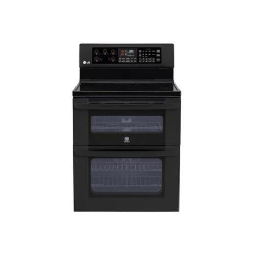 LG LDE3017SB 30 Inch Freestanding Electric Double-Oven Range with 5 Radiant Elements, 4.4 cu. ft. True Convection Lower Oven, 2.3 cu. ft. Upper Oven, InfraGrill Broiler and Self-Cleaning: Smooth Black