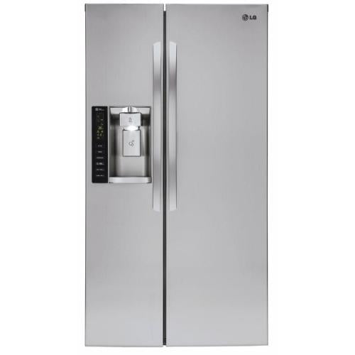 LG LSXS26326S 36 Inch Side by Side Refrigerator with 26.2 cu. ft. Capacity, Tall Dispenser®, SpacePlus® System, Air and Water Filtration, Smart Cooling®, Tempered Glass Shelves, and Humidity-Controlled Crispers: Stainless Steel